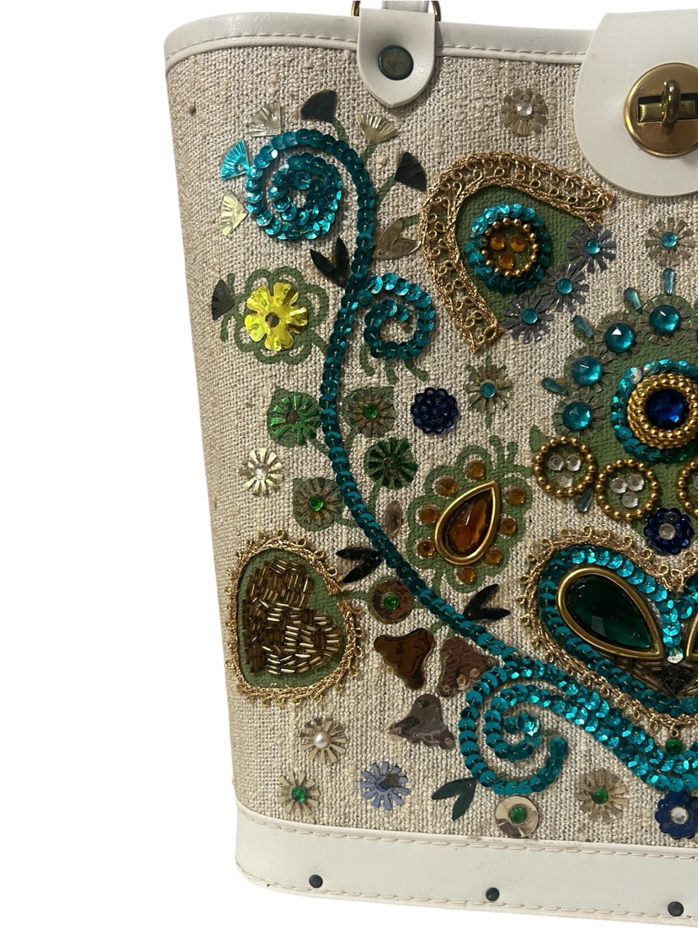1960s Jeweled Handbag, Enid Collin’s Style bag, Retro Rhinestone Handbags - Picture 3 of 11